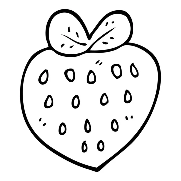 Line Drawing Cartoon Strawberry — Stock Vector