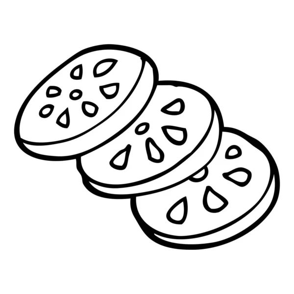 Dessin Ligne Tranches Citron Dessin Animé — Image vectorielle