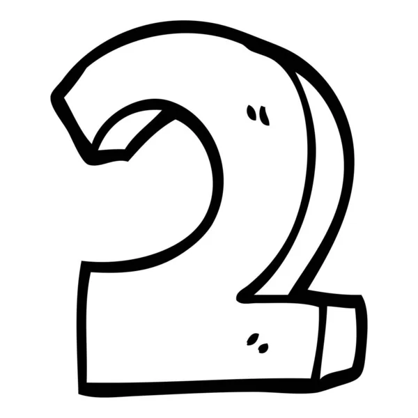 Svartvita Tecknade Nummer Två — Stock vektor