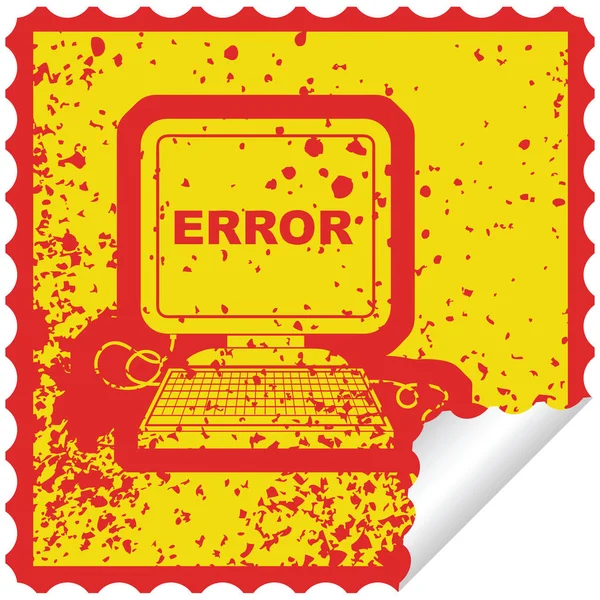 Bir Bilgisayar Hatası Sıkıntılı Etiket Simge Tasarlamak — Stok Vektör