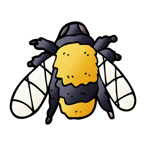 Cartoon Doodle Bee Platte Pictogram Geïsoleerd Een Witte Achtergrond Vector — Stockvector