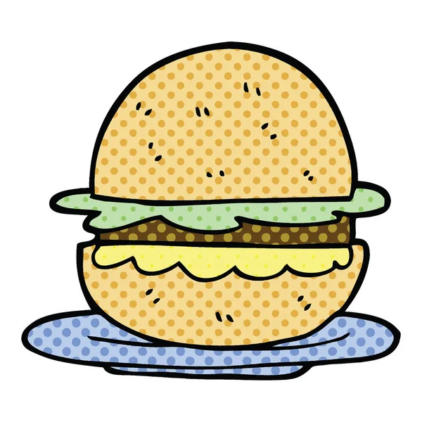 Képregény Stílus Karikatúra Burger — Stock Vector