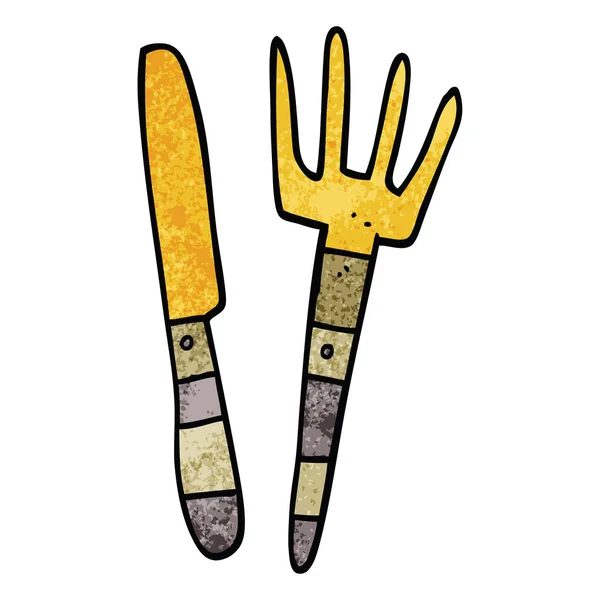 Cuchillo Garabato Dibujos Animados Tenedor — Archivo Imágenes Vectoriales