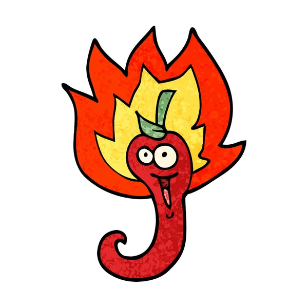 Grunge Texturou Ilustrace Kreslené Red Hot Chilli — Stockový vektor