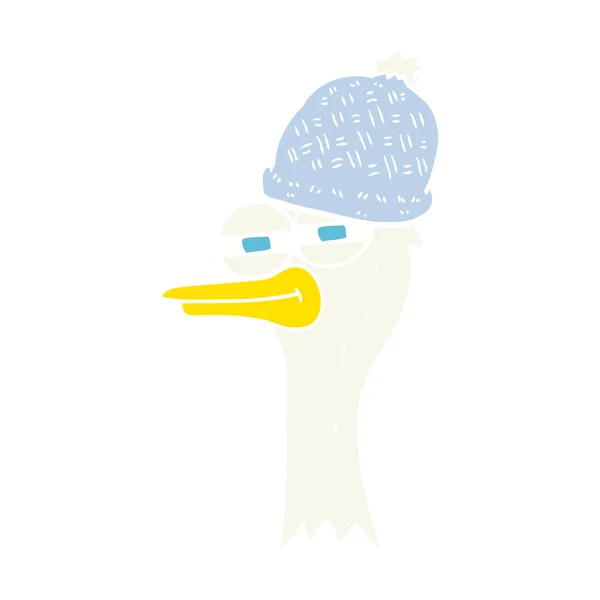 Ilustração Cor Plana Pássaro Usando Chapéu —  Vetores de Stock
