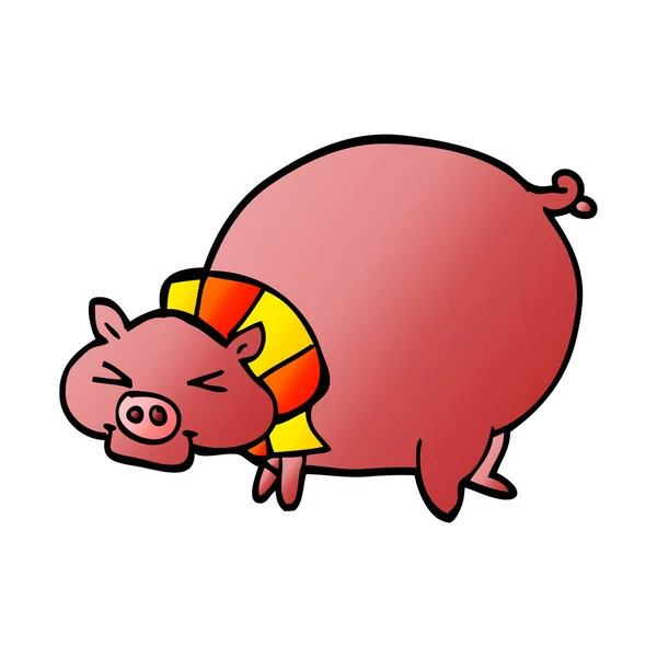 Desenho Animado Doodle Porco Gordo —  Vetores de Stock