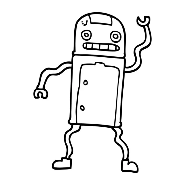 Lijntekening Cartoon Robot — Stockvector