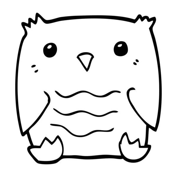 Line Drawing Cartoon Owl — Stock Vector