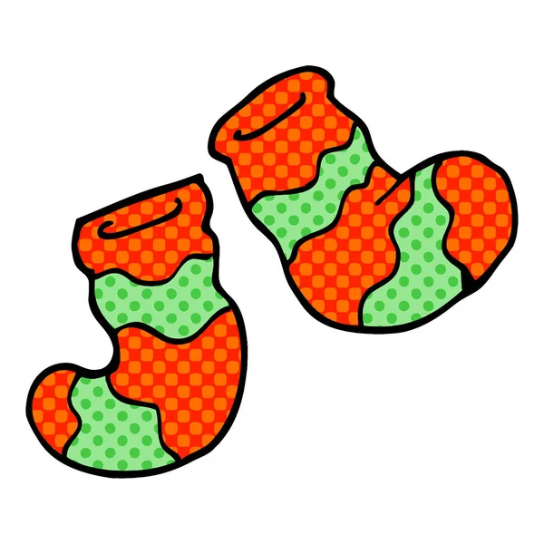 Calcetines Dibujos Animados Doodle Rayas — Vector de stock