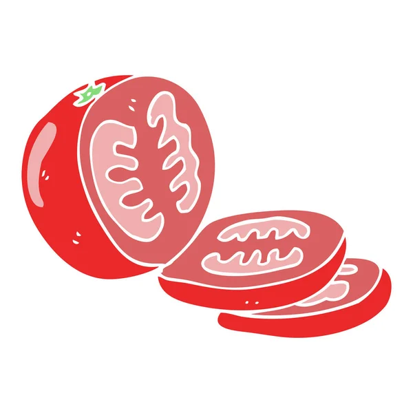 Ilustração Cor Plana Tomate Fatiado — Vetor de Stock