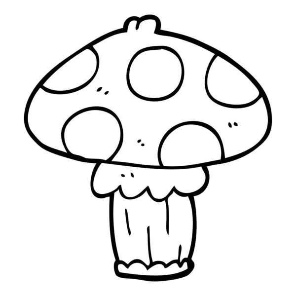 Line Drawing Cartoon Mushroom — Stock Vector