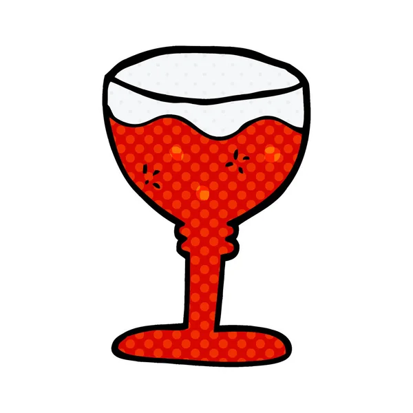 Cartoon Doodle Rode Wijnglas — Stockvector