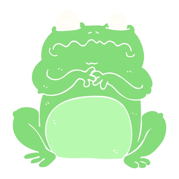 Ilustracja Kolor Płaskie Funny Frog — Wektor stockowy