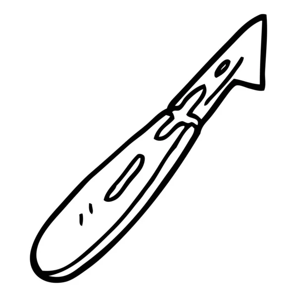 Cuchillo Dibujos Animados Blanco Negro — Vector de stock