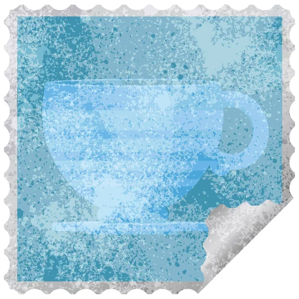 Coffee Cup Graphic Square Sticker Stamp — Stock Vector