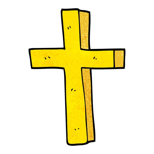 一个金色十字架的动画片涂鸦 — 图库矢量图片