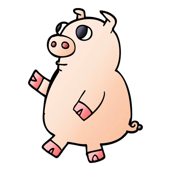 Dessin Animé Gribouille Drôle Porc — Image vectorielle