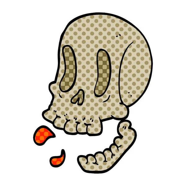 Flat Cartoon Doodle Skull — Stock Vector