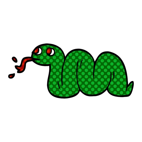 Desenho Animado Doodle Serpente Ilustração Vetorial —  Vetores de Stock