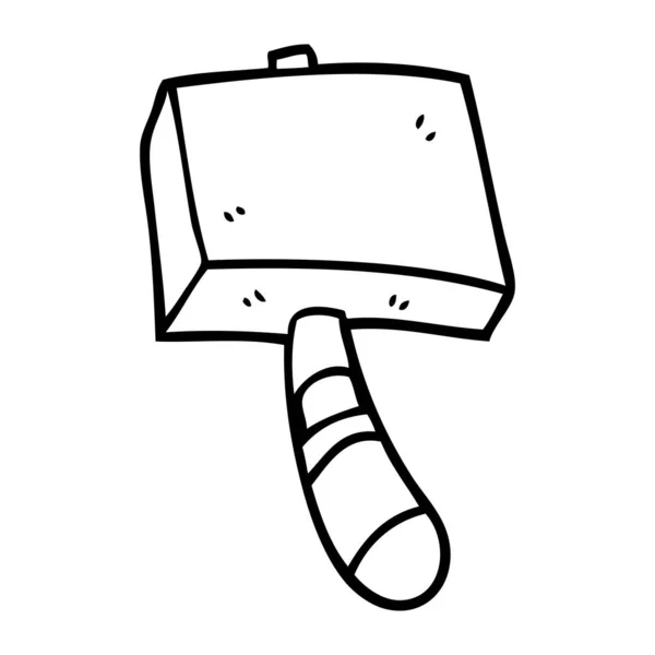 Line Drawing Cartoon Wood Hammer — Stock Vector