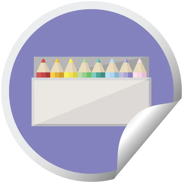 Paquete Lápices Para Colorear Vector Gráfico Ilustración Pegatina Circular — Vector de stock