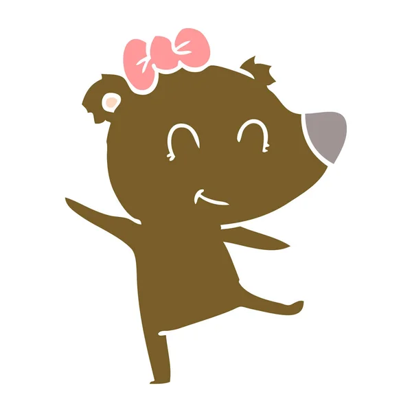 Urso Feminino Estilo Cor Plana Desenhos Animados —  Vetores de Stock