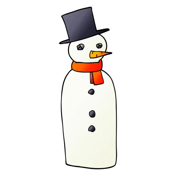 Cartoon Doodle Traditional Snowman — Stock Vector