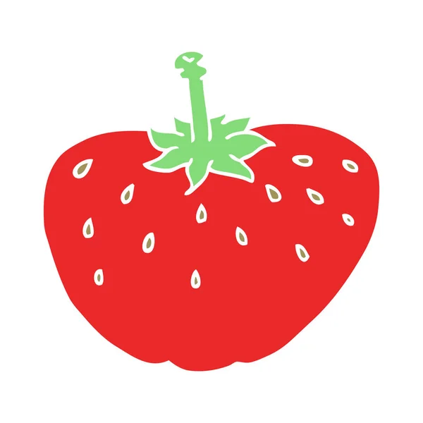 Flat Color Style Cartoon Strawberry — Stock Vector