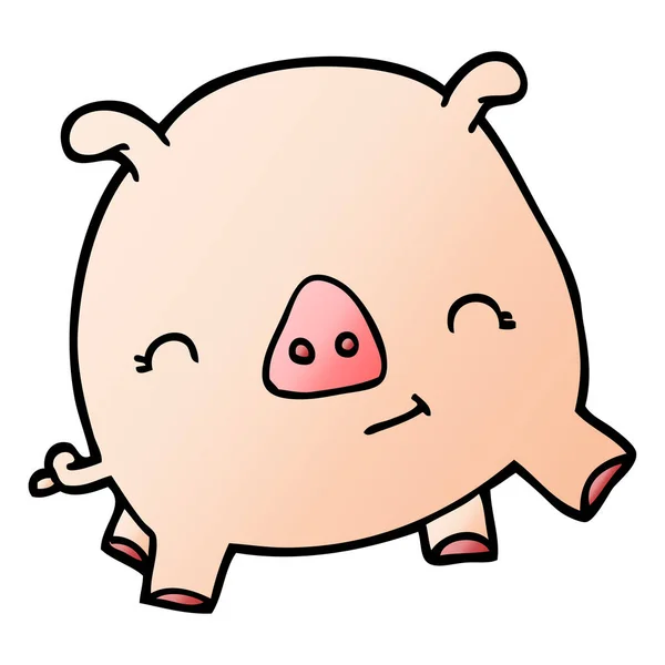 Dessin Animé Doodle Heureux Cochon — Image vectorielle