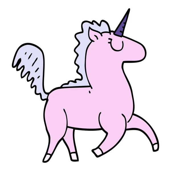 Kartun Doodle Unicorn Desain Vektor - Stok Vektor