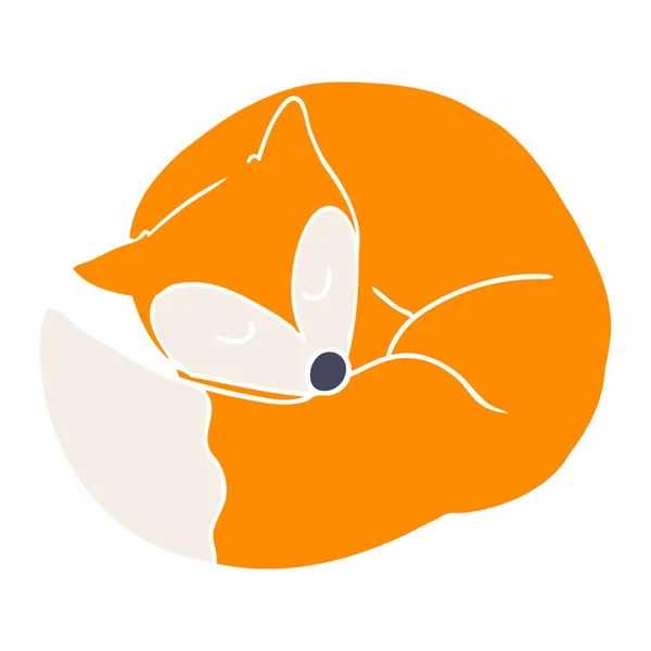 Flache Farbe Stil Cartoon Schlafender Fuchs — Stockvektor