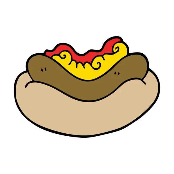 Bir Hotdog Karikatür Doodle — Stok Vektör