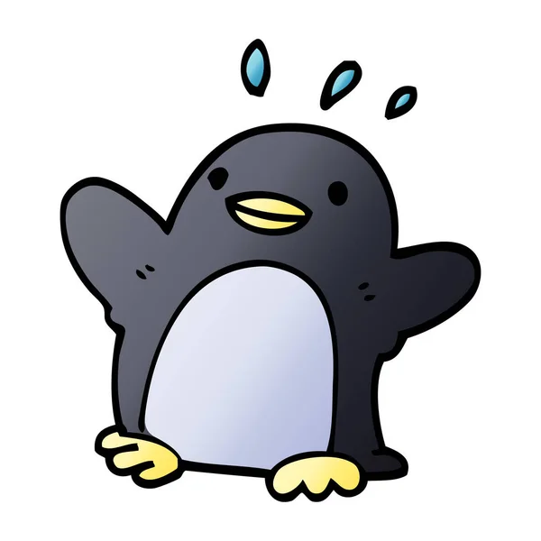 Rajzfilm Doodle Karácsonyi Pingvin — Stock Vector