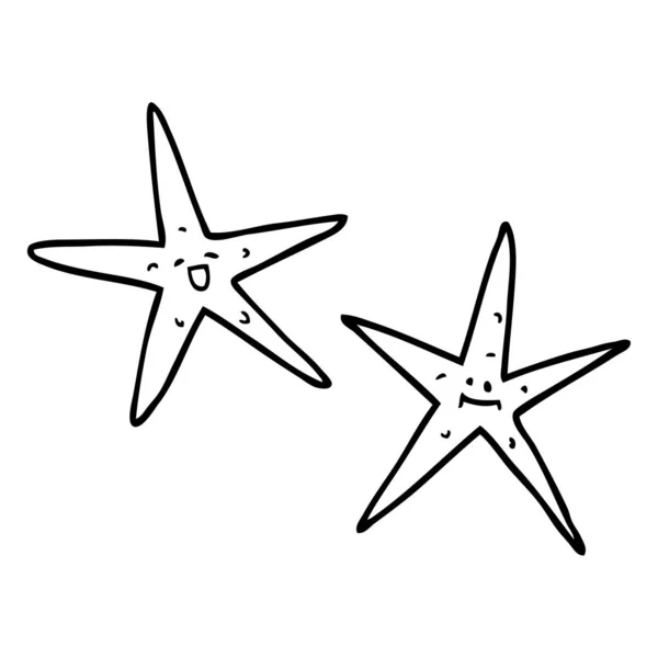 Linienzeichnung Cartoon Star Fisch — Stockvektor