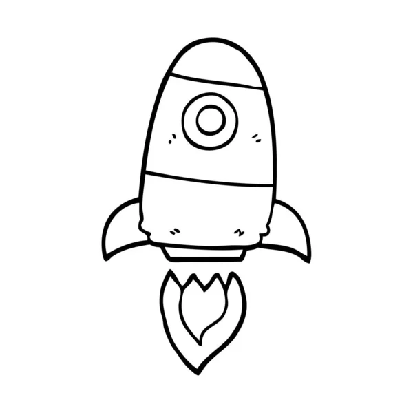 Line Drawing Cartoon Space Rocket — Stock Vector