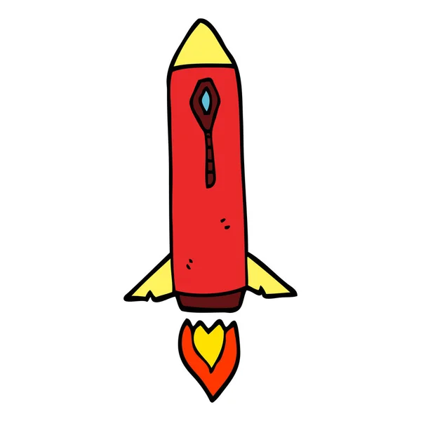 Foguete Espacial Doodle Desenhos Animados — Vetor de Stock