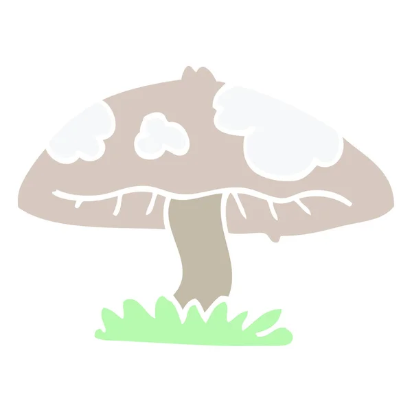 Flat Color Illustration Mushroom — Stock Vector