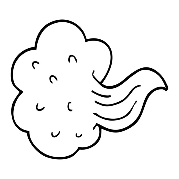 Line Drawing Cartoon Whooshing Cloud — Stock Vector