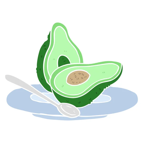 Flat Color Style Cartoon Avocado — Stock Vector