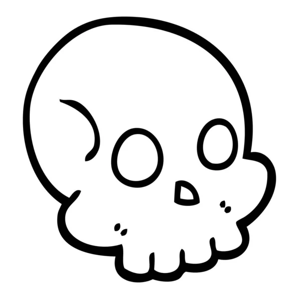 Cranio Cartone Animato Bianco Nero — Vettoriale Stock