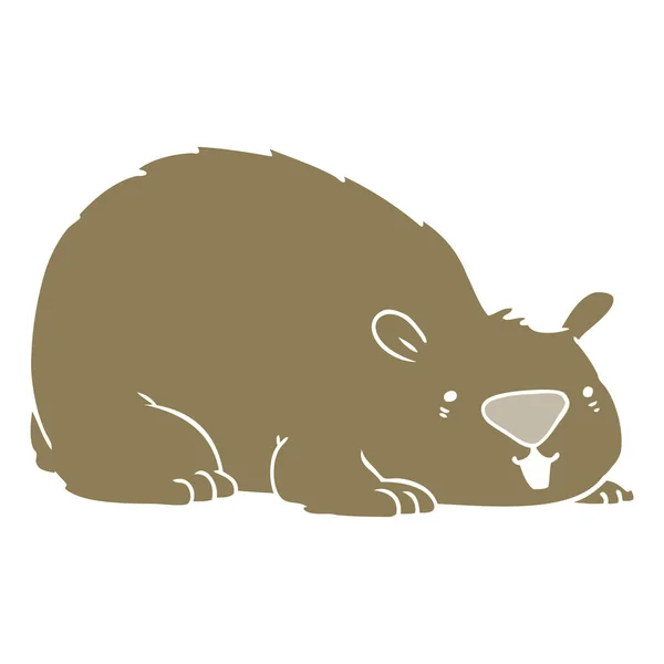 Flat Color Style Cartoon Wombat — Stock Vector