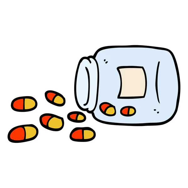 Hand Drawn Doodle Style Cartoon Jar Pills — Stock Vector