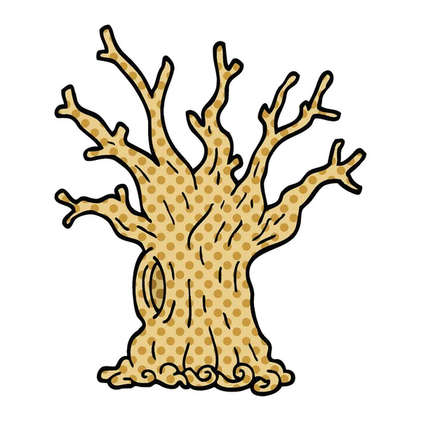 Árvore Desenho Animado Estilo Quadrinhos — Vetor de Stock