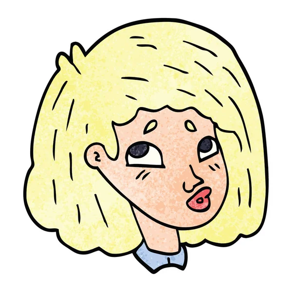 Kreslený Doodle Tvář Dívky — Stockový vektor