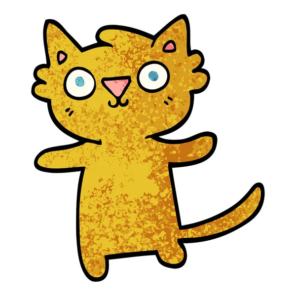 Grunge Texturizado Ilustração Desenho Animado Gato — Vetor de Stock