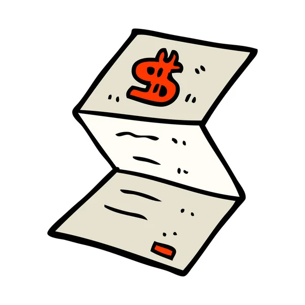Mão Desenhado Doodle Estilo Cartoon Legal Dinheiro Carta — Vetor de Stock