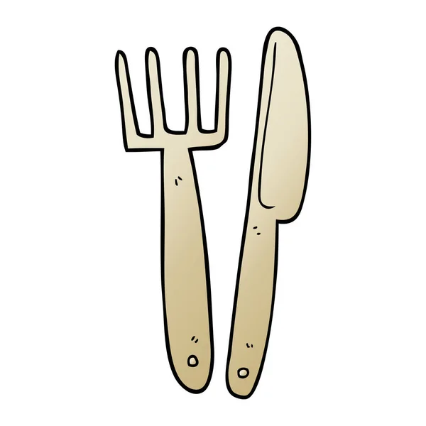 Cartoon Doodle Πλαστικό Μαχαίρι Και Πιρούνι — Διανυσματικό Αρχείο