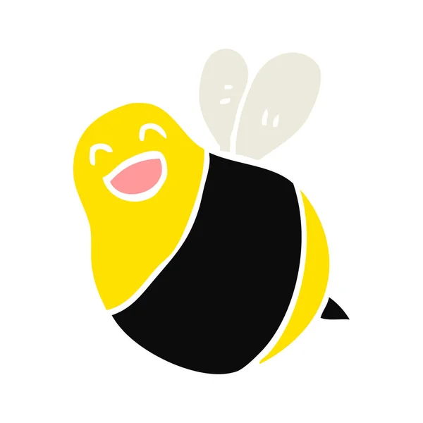 Abeja Dibujos Animados Estilo Color Plano — Vector de stock