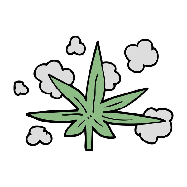 Fumetto Doodle Foglia Marijuana — Vettoriale Stock