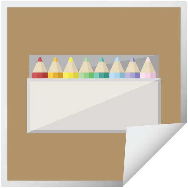 Paquete Lápices Para Colorear Vector Gráfico Ilustración Pegatina Cuadrada — Vector de stock